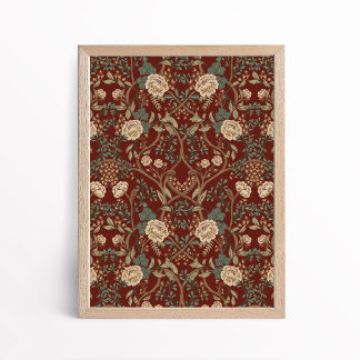 Poster Style Arts et Artisanat Vintage Fleur de Pivoine
