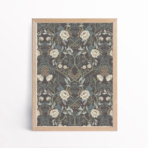 Poster Style Arts et Artisanat Vintage Fleur de Pivoine