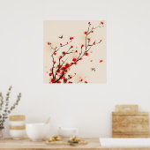 Poster Style asiatique Peinture Plum Blossom au printemps (Cuisine)