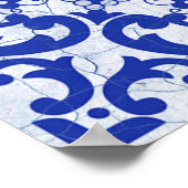 Poster Style azulejo en céramique craquée bleue Azulejo V (Coin)
