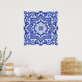 Poster Style azulejo en céramique craquée bleue Azulejo V (Cuisine)