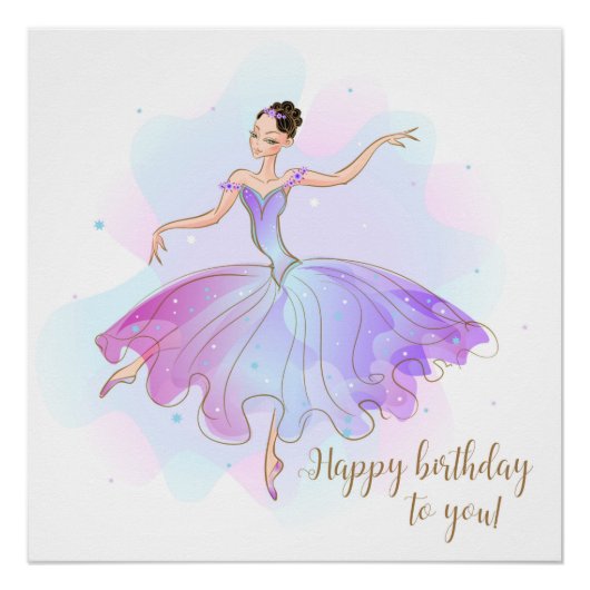 Poster Style Ballerina Anniversaire Voeux | Anniversaire (Devant)