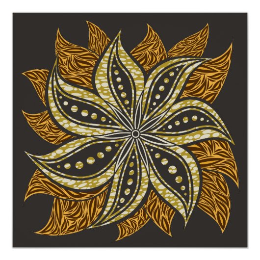 Poster Style Batik Floral Abstrait africain (Devant)