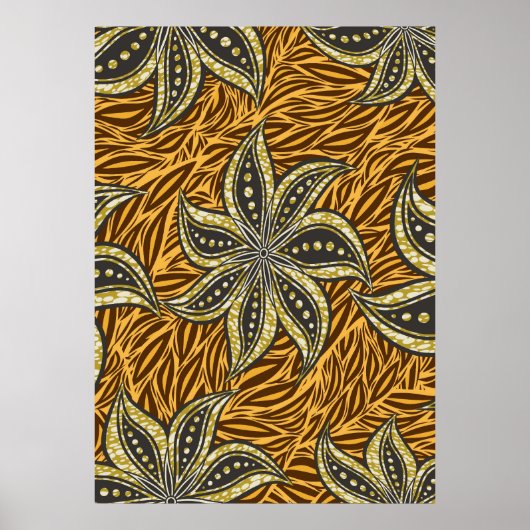 Poster Style Batik Floral Abstrait africain (Devant)