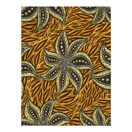 Poster Style Batik Floral Abstrait africain (Devant)