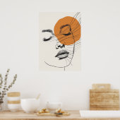 Poster Style Boho Femme face soleil, Line Art (Cuisine)