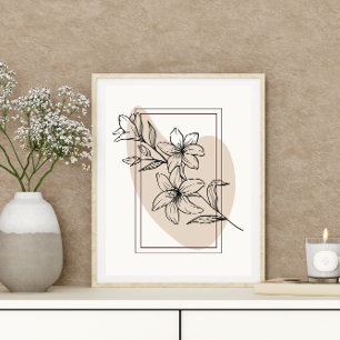 Poster Style Boho minimal Abstrait Design Fleurs florales