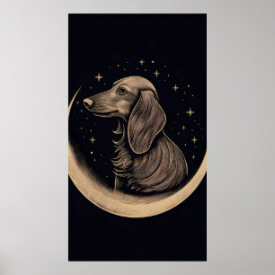 Poster Style Boho minimaliste ligne Art d'un Dachshund