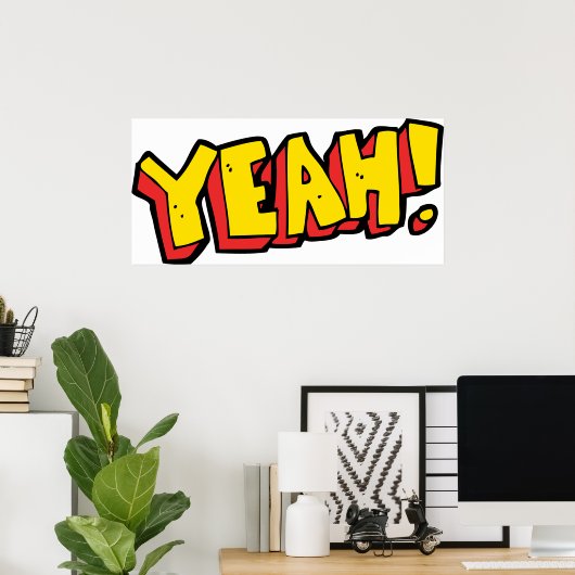Poster Style comique Ouais Texte Graphique en gras Jaune (Bureau à domicile)