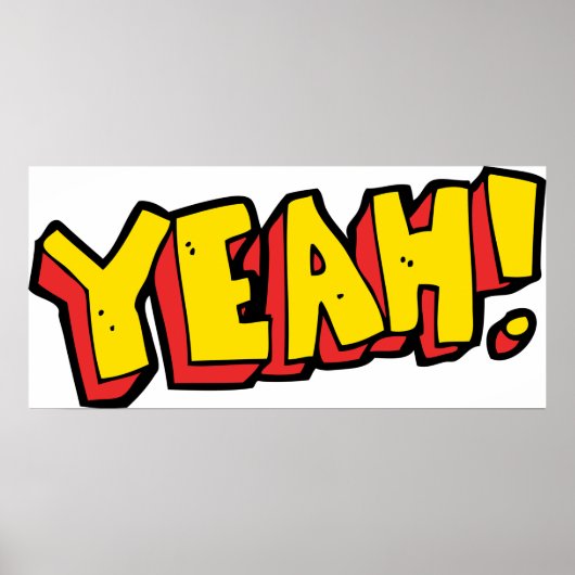Poster Style comique Ouais Texte Graphique en gras Jaune (Devant)
