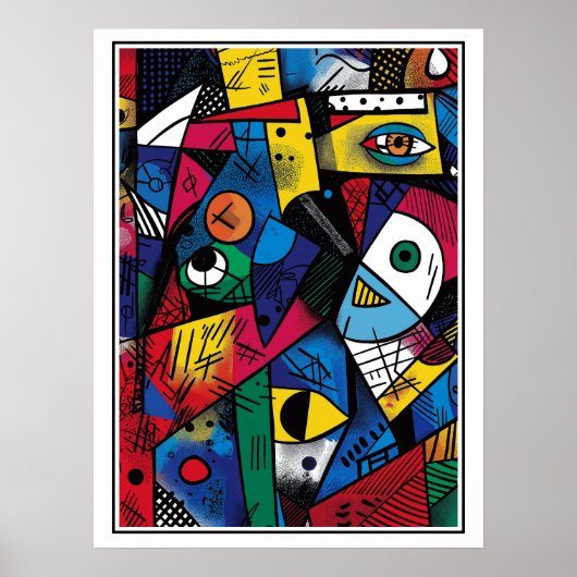 Poster Style Cubiste Vibrant Abstrait (Devant)