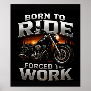 Poster 🏍️ Style de crâne de motard chromé pour les motar