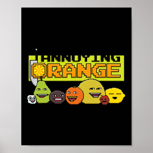 Poster Style de jeu vidéo 8 bits orange (Devant)