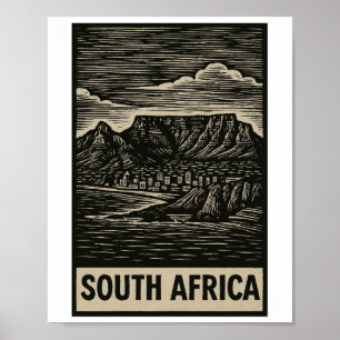 Poster Style de linogravure sud-africain