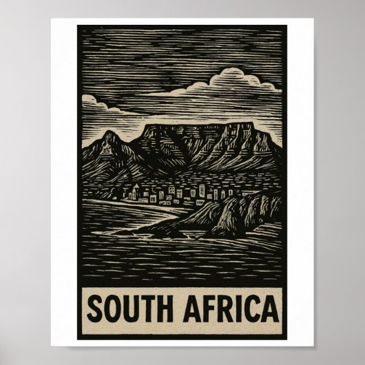 Poster Style de linogravure sud-africain (Devant)