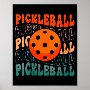 Poster Style de pickleball rétro féminin avec une cornich