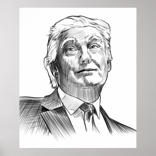 Poster Style de portrait Croquis Donald Trump (Devant)