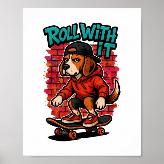 Poster Style de rue Beagle Skateboard Graffiti Art (Devant)