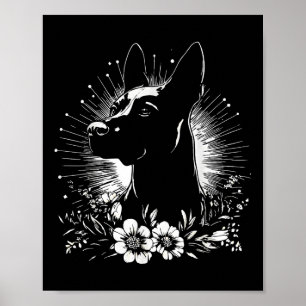 Poster Style de tatouage Amoureux des chiens malinois rét