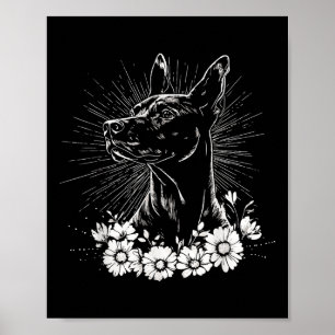 Poster Style de tatouage Amoureux des chiens rétro Doberm