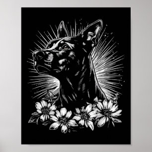 Poster Style de tatouage Amoureux des chiens Rétro Doberm