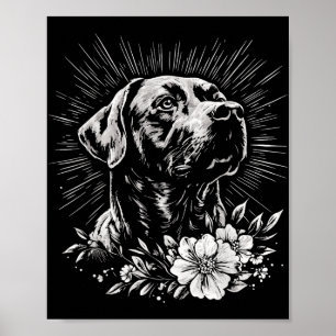 Poster Style de tatouage Amoureux des chiens Retro Labrad