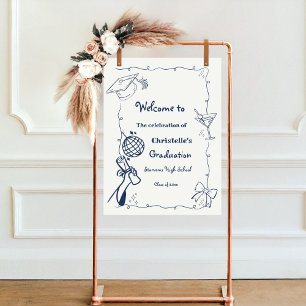 Poster Style Doodles Main Draduation Party bienvenue