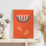 Poster Style folklorique scandinave Fleur simple en orang<br><div class="desc">Joli et minimaliste,  cet art floral folklorique moderne de style danois présente une simple fleur vectorielle orange.</div>