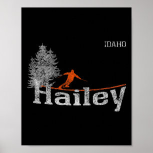 Poster Style Hailey Idaho 1980 Ski Vintage