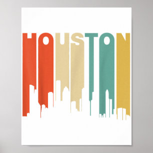 Poster Style Houston Texas Skyline des années 1970