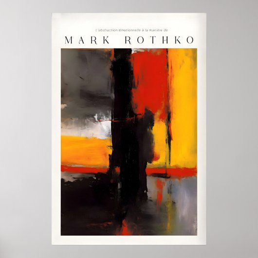 Poster Style Mark Rothko Gras Abstrait Noir et Jaune (Devant)