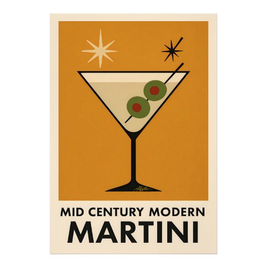 Poster Style Mid Century Modern Martini (Devant)