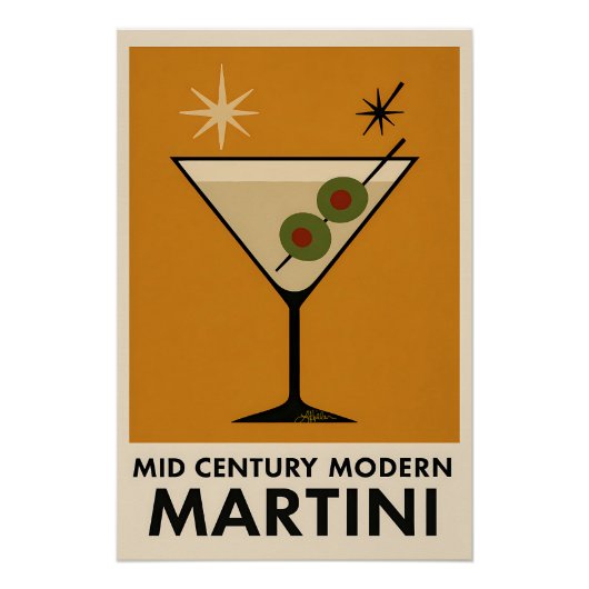 Poster Style Mid Century Modern Martini (Devant)