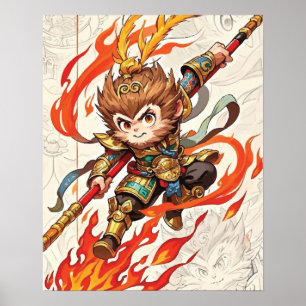 Poster Style mignon de Sun Wukong Journey to the West