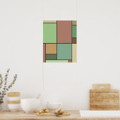 Poster Style Mondrian Art géométrique Abstrait Tons Terre (Cuisine)