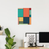 Poster Style Mondrian Tons Retro Géométriques Abstraits (Bureau à domicile)