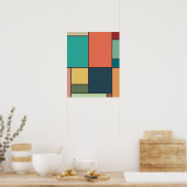 Poster Style Mondrian Tons Retro Géométriques Abstraits (Cuisine)
