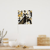 Poster Style Moulin rouge, noir et or, Luxe riche (Cuisine)