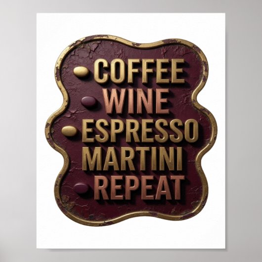 Poster Stylé Or CAFÉ VIN MARTINI ESPRESSO RÉPÈTE v2 (Devant)