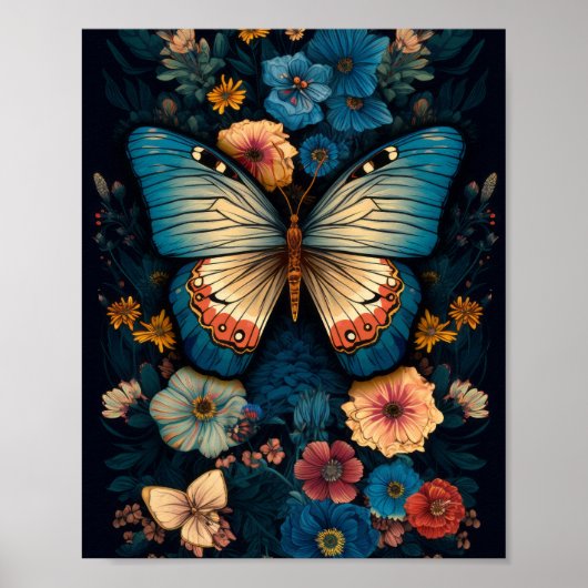Poster style papillon vintage William Morris (Devant)