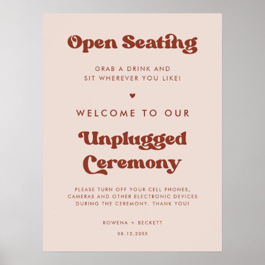 Poster Stylé Peach Pink Open sièges Cérémonie débranchée (Devant)