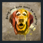 Poster Style Pop Art Golden Retriever<br><div class="desc">Cette affiche de style pop art Golden Retriever présente un Golden Retriever dans les tons d'automne vert, jaune, orange, marron avec une citation de chien : Etre ce mignon doit être un ruff monstrueux. Cette affiche amusante et ludique ajoutera une pop de couleur à votre chambre. C'est l'accent parfait pour...</div>