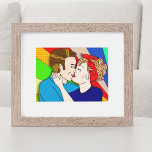 Poster Style Pop Kissing Couple Retro<br><div class="desc">Cinquante ou deux baiser style pop art rétro dessiné à la main.</div>