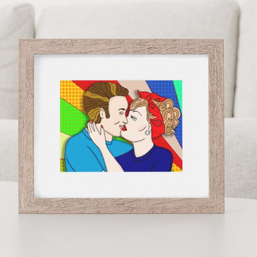 Poster Style Pop Kissing Couple Retro