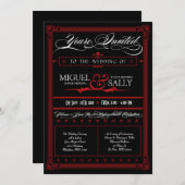 Poster Style Red & Black DIY Weddenschap Kaart (Voorkant / Achterkant)