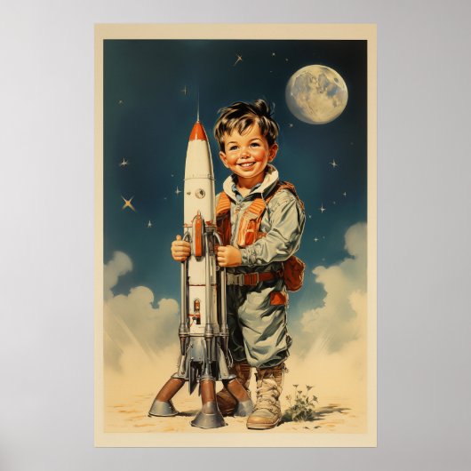 Poster Style rétro astronaute garçon (Devant)
