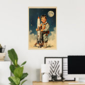 Poster Style rétro astronaute garçon (Bureau à domicile)