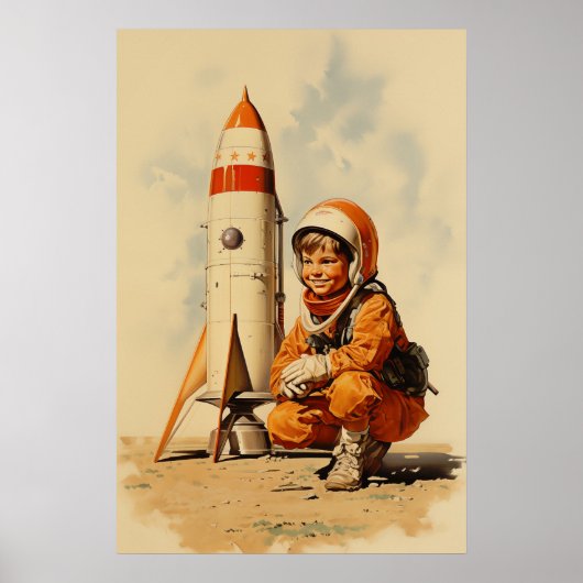 Poster Style rétro astronaute garçon (Devant)