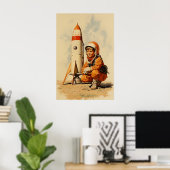Poster Style rétro astronaute garçon (Bureau à domicile)