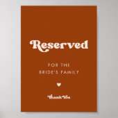 Poster Style rétro Burnt Orange Mariage Réservé (Devant)